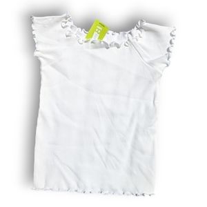 Crazy 8 Girls M 7-8 White Ribbed Ruffle Top